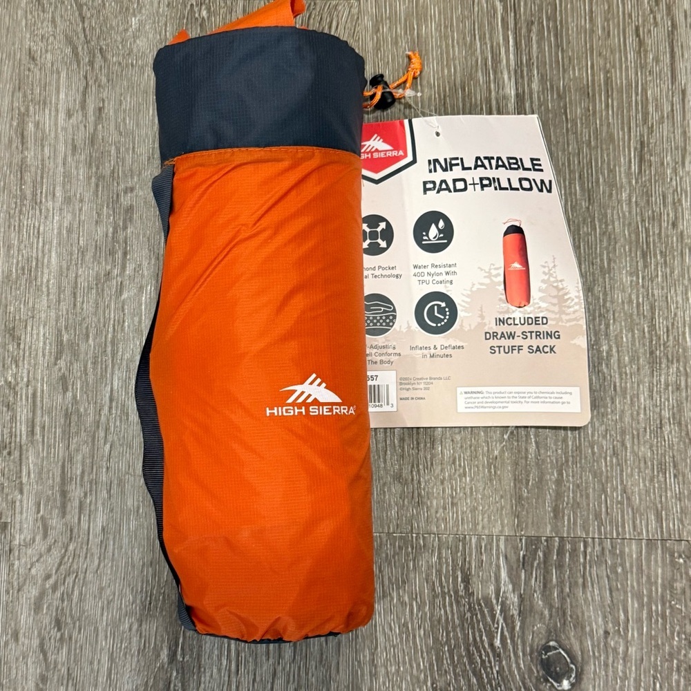 High Sierra Sleeping Pad with Pillow - Inflatable Brand New Camping